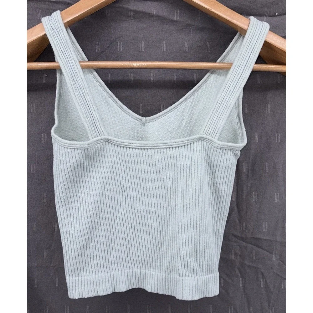 Intimately Free People FP Solid Rib Brami Crop Top‎ Tank Green V Neck XS/S